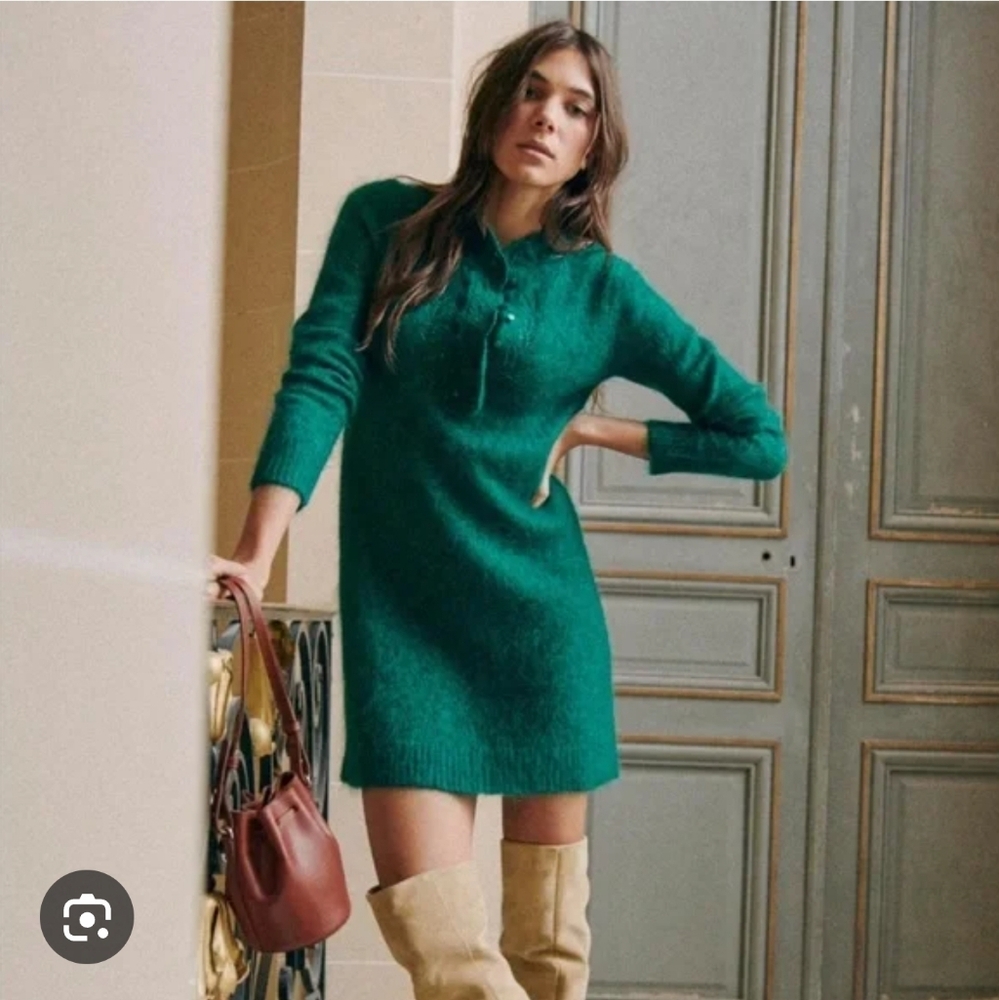 Sezane Angelita Dress Emerald Green - Size S